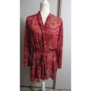 Victoria's Secret One Size Paisley Red Pocket Tie Robe